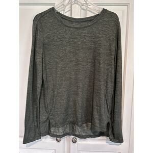 Athleta Shirt Size XS Top Split Back Heathered Green Athletic Athleisure Gym